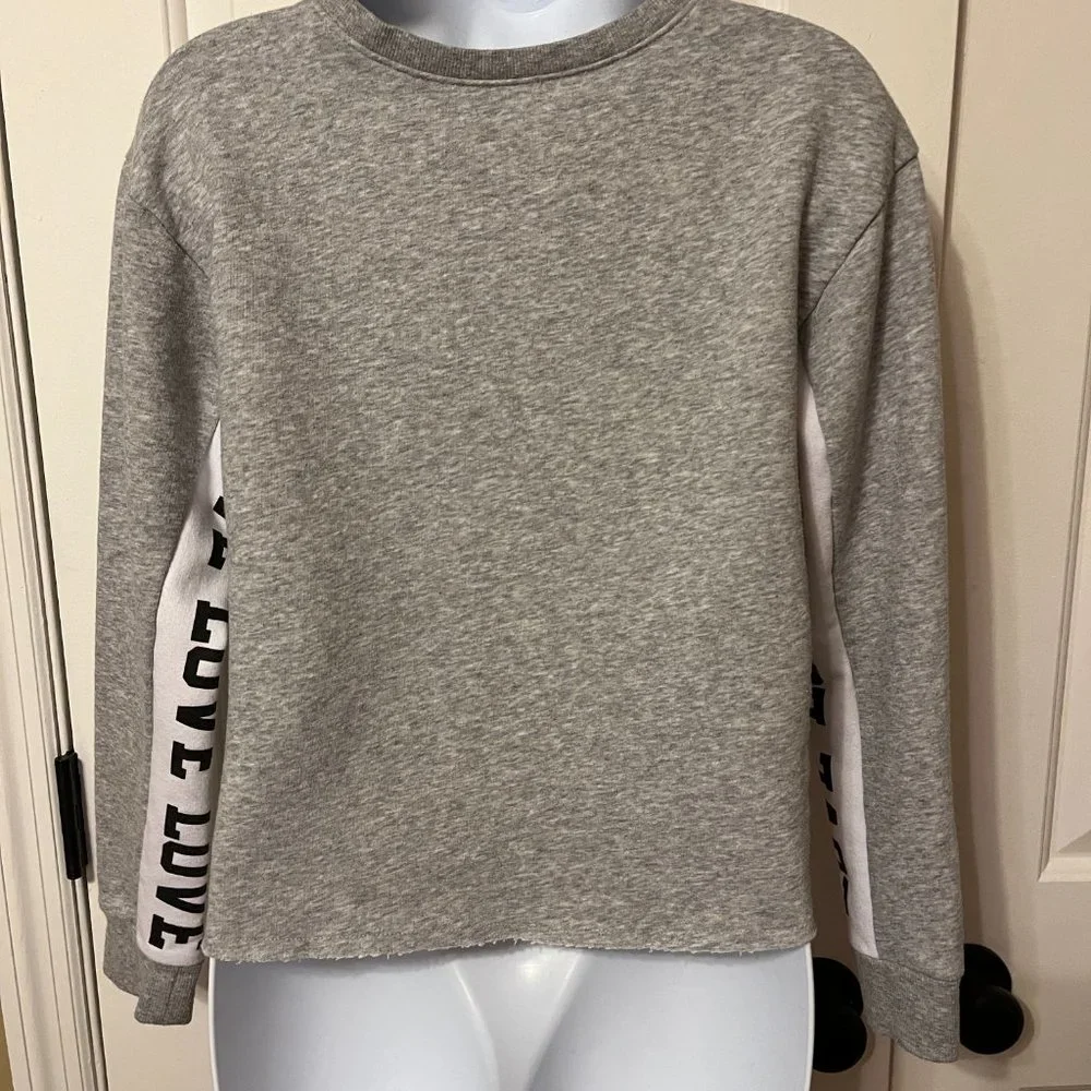 Justice cropped LOVE grey sweatshirt